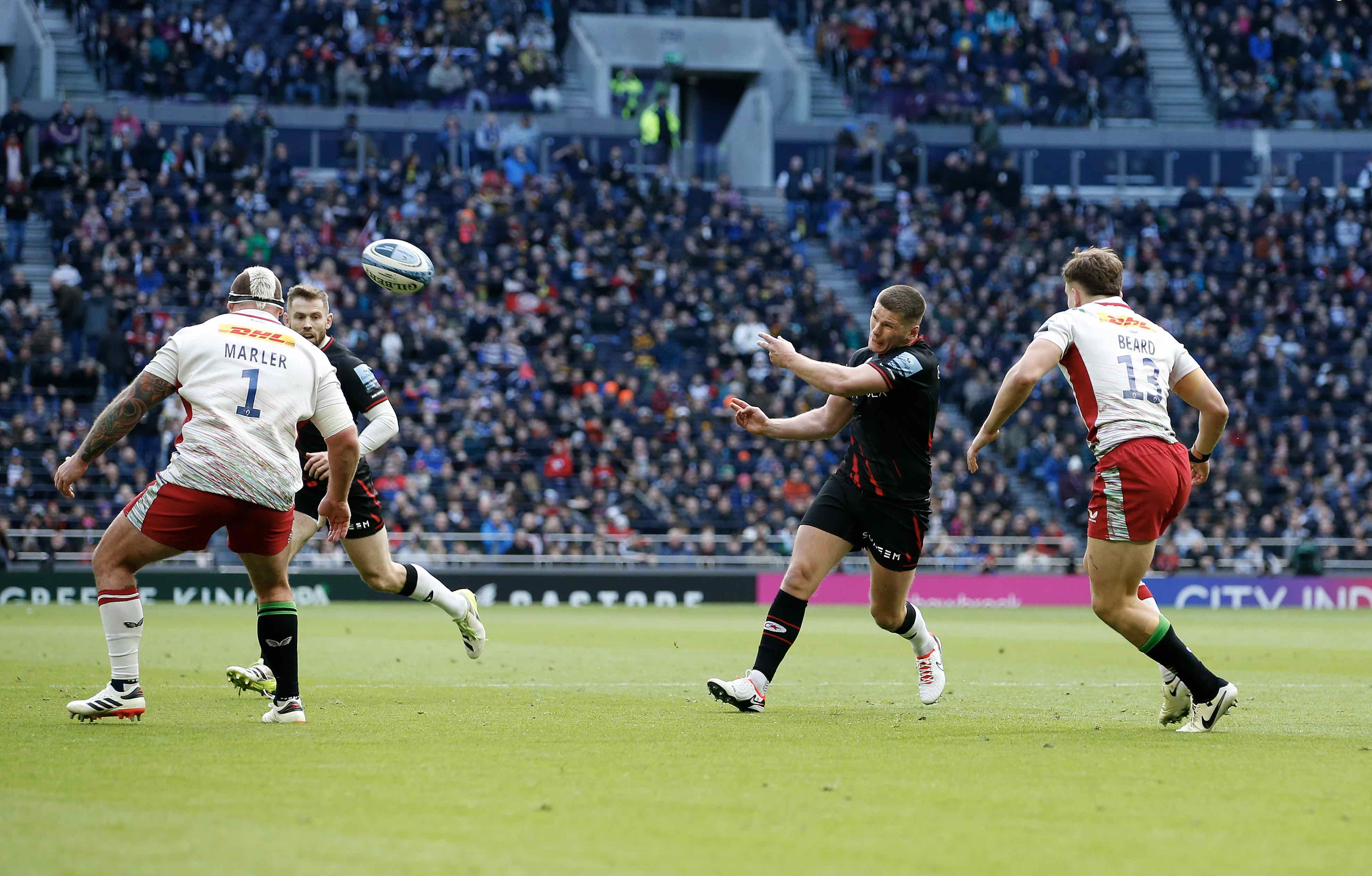 Owen Farrell's miss pass for Maitland's try